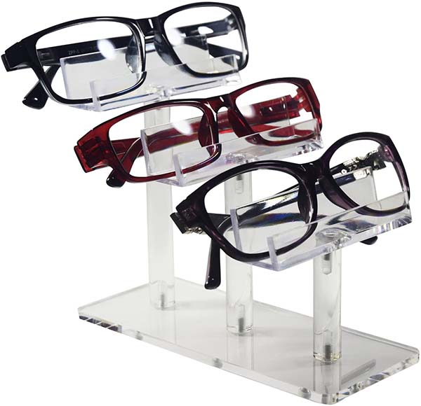 three-glasses eyeglasses on a display